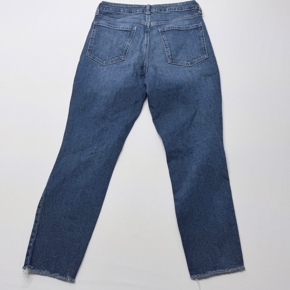 Old Navy OG Straight High Rise Distressed Raw Hem Button Fly Jeans Size 8 - Picture 2 of 9
